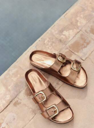 Sandales plates "Rémi" couleur Bronze, Petite Mendigote, 108€ au lieu de 135€