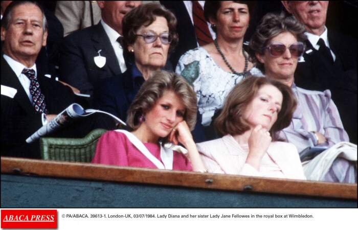 La princesse Diana dans les tribunes de Wimbledon en 1984