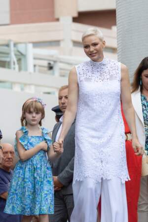 Gabriella de Monaco en robe fleurie à Monaco, le 3 septembre 2022