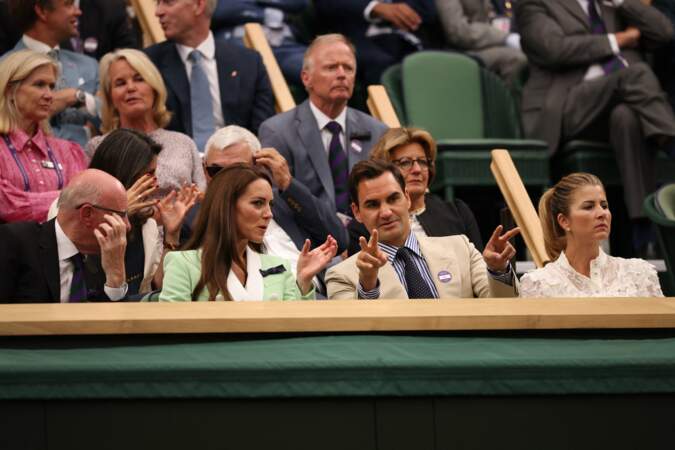 Kate Middleton, Roger Federer et sa femme Mirka dans les tribunes lors du tournoi de Wimbledon
