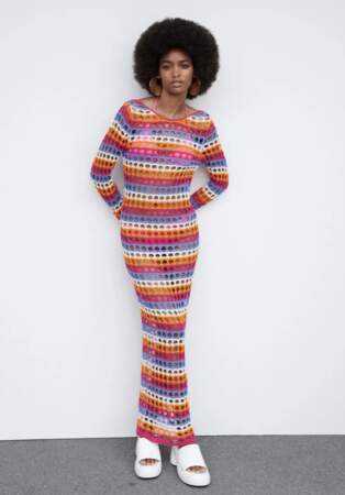 Mango - robe à crochet multicolore à 59,99€