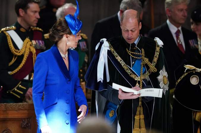 Le prince William et son épouse Kate Middleton complices lors du second couronnement de Charles III à Édimbourg, le 5 juillet 2023