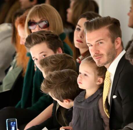Harper Beckham au premier rang du défilé de Victoria Beckham, collection prêt-à-porter automne 2014 à New York, le 9 février 2014.