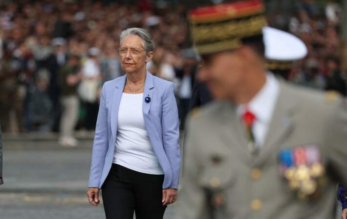 Elisabeth Borne lors du défilé militaire du 14 juillet 2023 à Paris