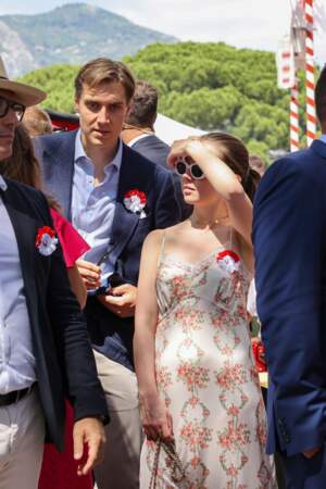 Alexandra de Hanovre et sa robe à fleurs à l'occasion de l'anniversaire centenaire du prince Rainier III à Monaco, le 31 mai 2023