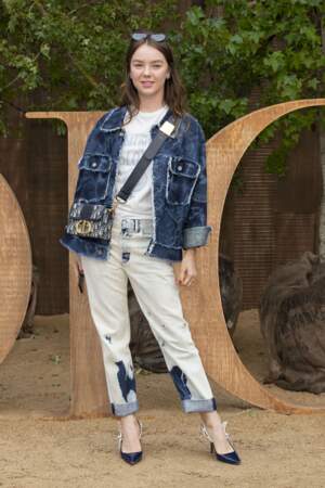 Alexandra de Hanovre et son total-look en denim au défilé Dior - collection prêt-à-porter 2020