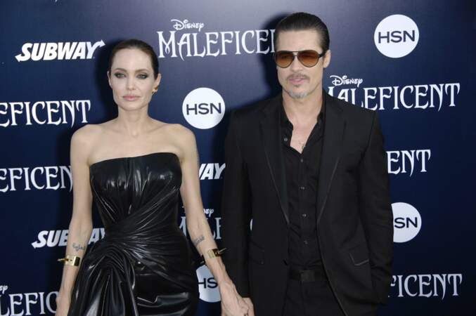 Brad Pitt et son ex-femme Angélina Jolie lors de la Première du film Maleficient à Los Angeles, le 29 mai 2014.