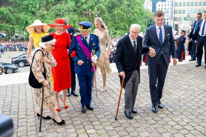 Le roi Albert et la reine Paola de Belgique aux côtés des souverains, lors des célébrations de la Fête Nationale, à Bruxelles, le 21 juillet 2023.