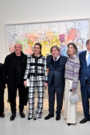 Charlotte Casiraghi entourée de sa famille au vernissage de l'exposition Humanoïdes de l'artiste George Condo au Nouveau Musée National de Monaco