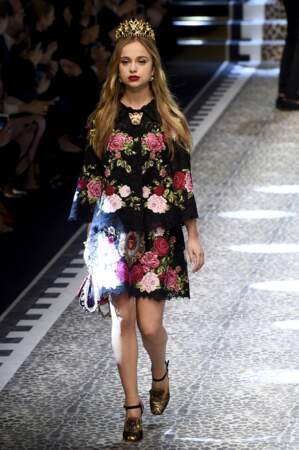 Amelia Windsor au défilé de mode prêt-à-porter automne-hiver 2017/2018 "Dolce & Gabbana" à Milan, le 26 février 2017