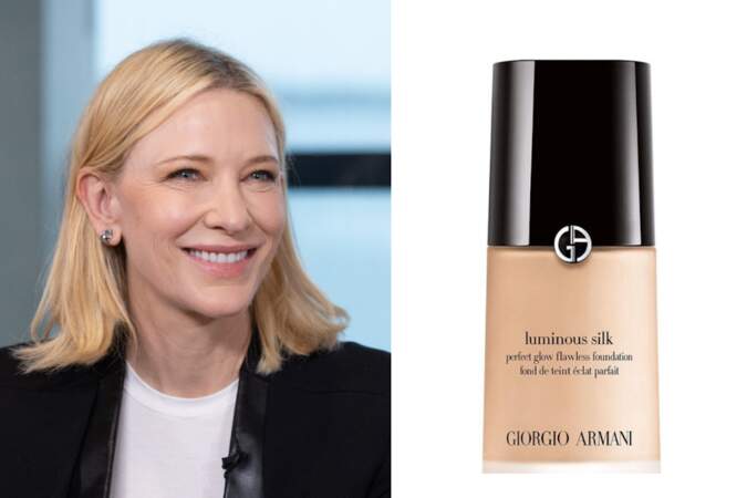 Cate Blanchett ne jure que par le fond de teint Luminous silk classique d’Armani beauty à retrouver à partir de 55€ chez Sephora