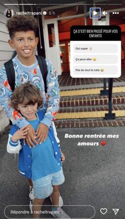 L'ancienne Miss France, Rachel Legrain-Trapani, a publié une photo de ses deux enfants, Gianni et Andréa, lors de leur rentrée en classe ce lundi 4 septembre.
