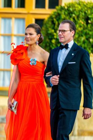 La princesse Victoria et le prince Daniel de Suède au théâtre du château de Drottningholm pour la représentation du Royal Opera Jubilee Theatre, le 14 septembre 2023