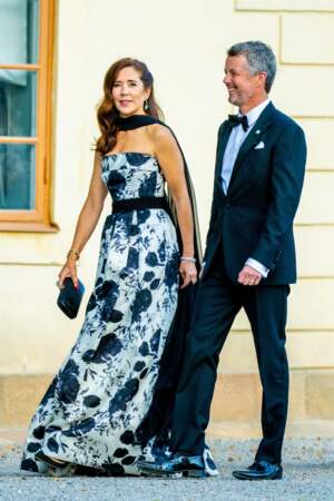 La princesse Mary et le prince Frederik de Danemark au théâtre du château de Drottningholm pour la représentation du Royal Opera Jubilee Theatre, le 14 septembre 2023