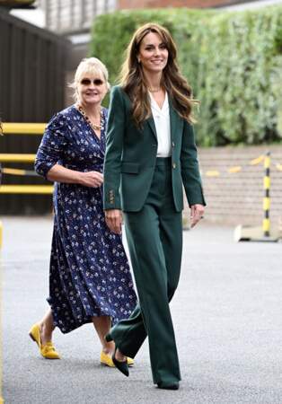 Kate Middleton en tailleur vert Burberry le 29 septembre 2023