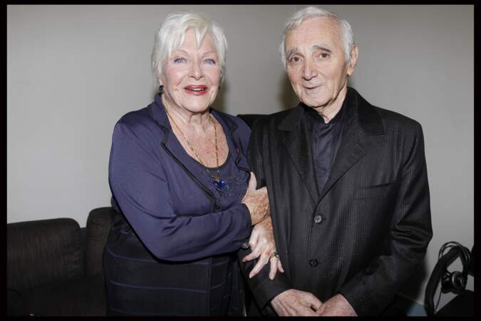 Line Renaud et Charles Aznavour réunis à l'Olympia en septembre 2011.