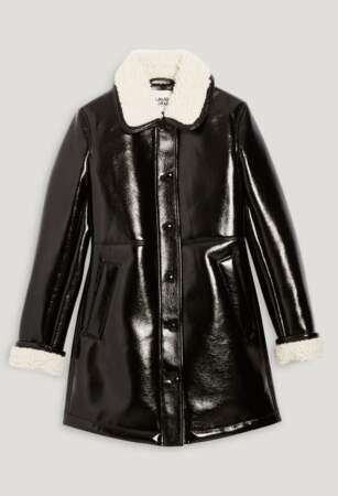Manteau mi-long en vinyle et effet laine bouillie, Claudie Pierlot, 465€