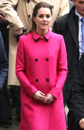 Catherine (Kate) Middleton en fuschia à New York le 9 décembre 2014