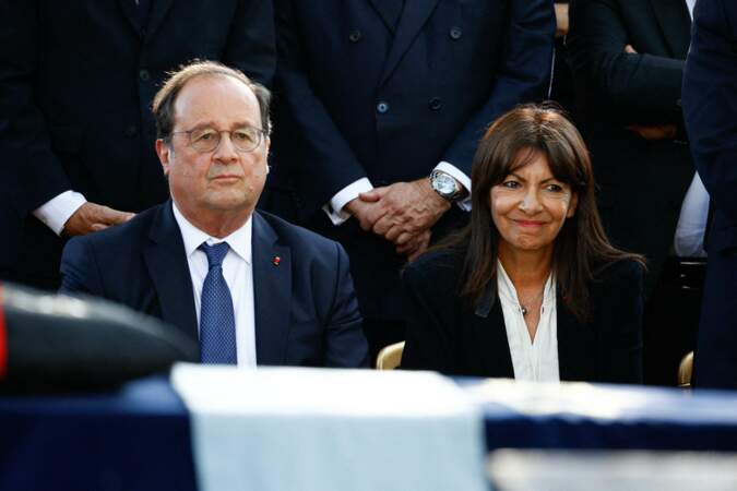 Francois Hollande et Anne Hidalgo aux obsèques de Jean-Pierre Elkabbach