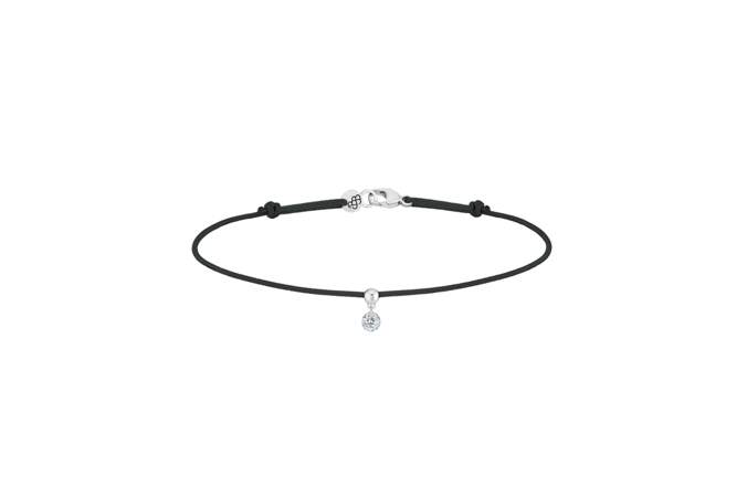 Bracelet Cordon noir BB, Diamant 0,10CT et or blanc, La Brune & La Blonde, 650€