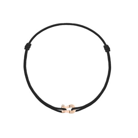Bracelet Mini Force 10 en or rose et cordon noir, 490 €