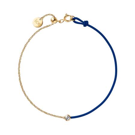 Diamond bracelet cordon complété par une fine chaîne dorée dark blue, Ice Watch, 119€