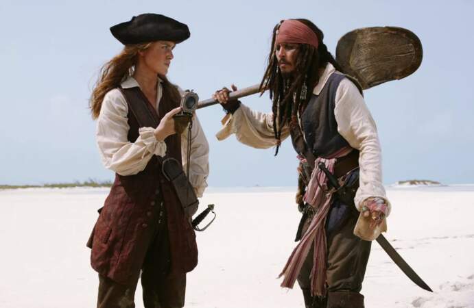 Elizabeth Swann et Jack Sparrow dans 'Pirates des Caraïbes'