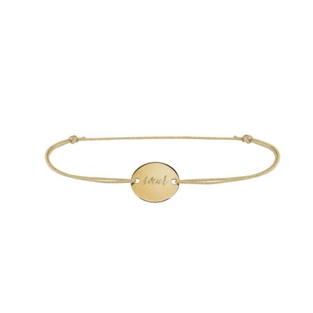 Bracelet "soeur" avec son médaillon symbolique de 15mm plaqué or fin 18 carats et son Lien en fil d’or champagne ajustable (possibilité lien brillant cuivré, argenté ), Aismee, 36€