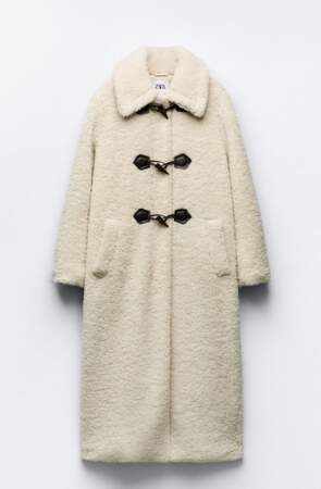 Zara - Manteau effet mouton avec Brandebourgs