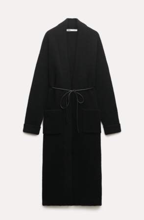 Zara - Manteau en maille avec ceinture