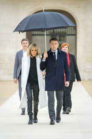 Emmanuel Macron et sa femme Brigitte lors de l'inauguration de la Cité internationale de la langue française à Villers-Cotterêts