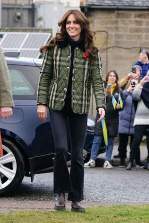 Catherine (Kate) Middleton, princesse de Galles, visite Outfit Moray, une organisation caritative primée à Moray (Ecosse)