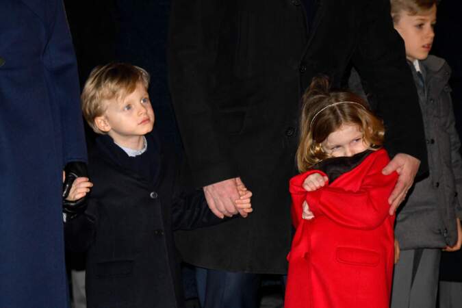 Le prince Albert II de Monaco, la princesse Charlene et leurs enfants lors de la célébration de la Sainte Dévote à Monaco