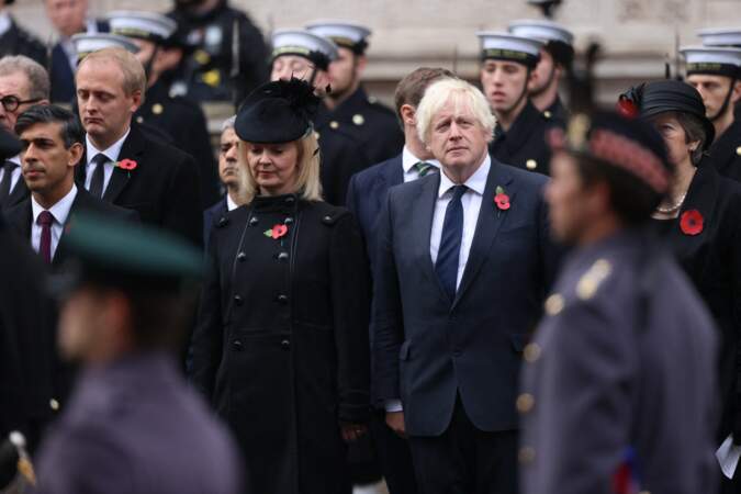 Boris Johnson lors du dimanche du souvenir au Cénotaphe à Londres, le 12 novembre 2023.