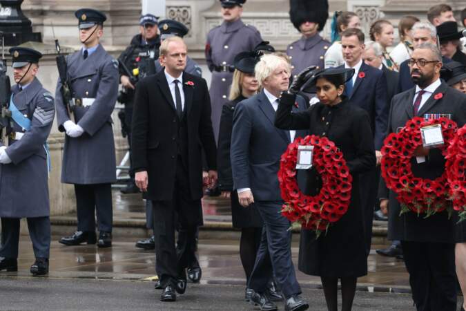 Boris Johnson au dimanche du souvenir au Cénotaphe à Londres, le 12 novembre 2023.