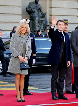 Emmanuel Macron et la première dame Brigitte Macron à Berne 