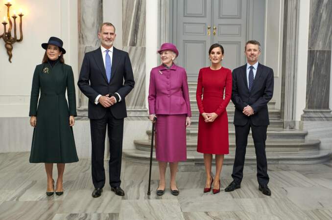 La princesse Mary de Danemark opte elle aussi pour le vert émeraude en marge de la visite d'État du couple royal espagnol  