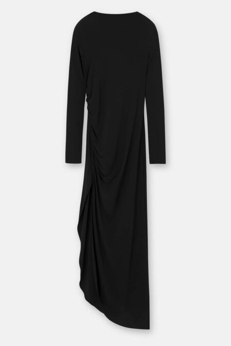 Robe longue asymétrique à manches longues noire Pull & Bear, 29,99€