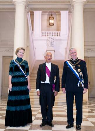 La reine Mathilde de Belgique au Banquet d'État en l'honneur du président du Portuga