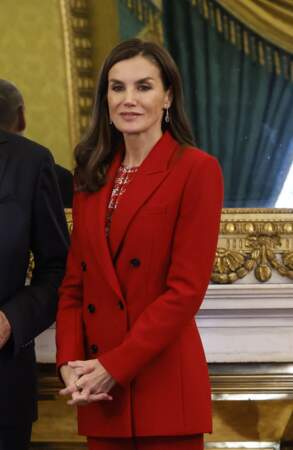 Le roi Felipe VI et la reine Letizia d’Espagne, assistent à la réunion annuelle du conseil d'administration de l'Institut Cervantes au Palais Royal à Madrid