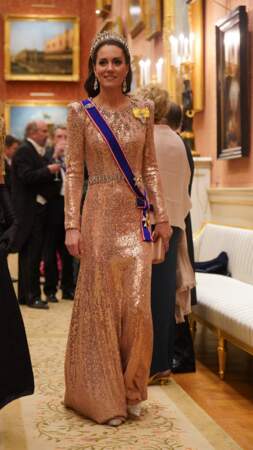 Kate Middleton lors d'une réception au palais de Buckingham à Londres