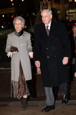 Le duc et la duchesse de Gloucester arrivent à l'abbaye de Westminster pour son traditionnel concert de Noël "Together At Christmas", à Londres, le 8 décembre 2023