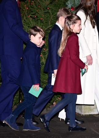 George, Charlotte et Louis sont venus soutenir leur mère Kate Middleton pour son troisième concert de Noël en l'abbaye de Westminster, le 8 décembre 2023
