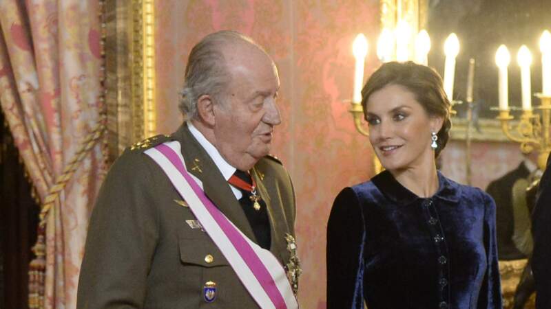 Le roi Juan Carlos et sa belle-fille la reine Letizia, à Madrid, le 6 janvier 2018
