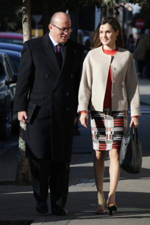 La reine Letizia d'Espagne et José Manuel Zuleta, à Madrid, le 12 janvier 2017