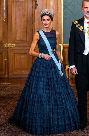 Le roi Felipe VI et la reine Letizia d'Espagne assistent au dîner de gala donné en leur honneur par le 4roi Carl XVI Gustav et la reine Silvia de Suède à Stockholm