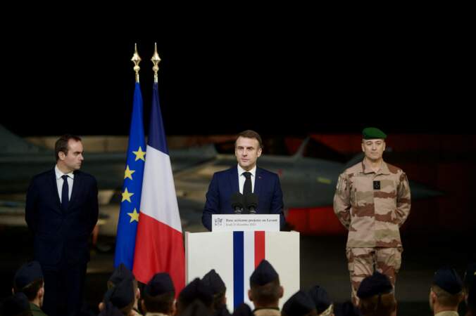 Le président de la République a ensuite prononcé un discours devant les 300 soldats français