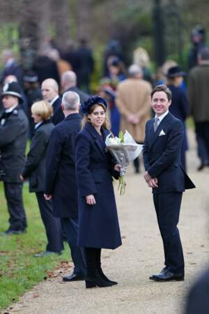Plusieurs membres de la famille royale britannique à la sortie de la messe de Noël, le 25 décembre 2023.