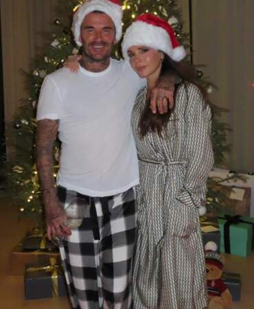David et Victoria Beckham en pyjama