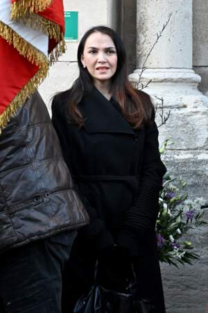 Adelina Khamaganova, ex-femme de Guy Marchand, lors des obsèques de Guy Marchand, en l'église Saint-Pierre-ès-Liens, à Mollégès, le 27 décembre 2023.